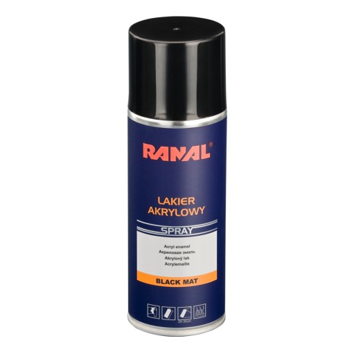 EMAILA LAKIER CZARNY MAT SPRAY FARBA 400ml RANAL