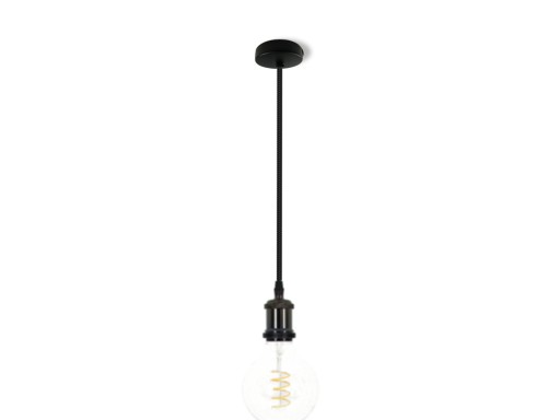LAMPA WISZĄCA POJEDYNCZA Z OPRAWKĄ RETRO CZARNA