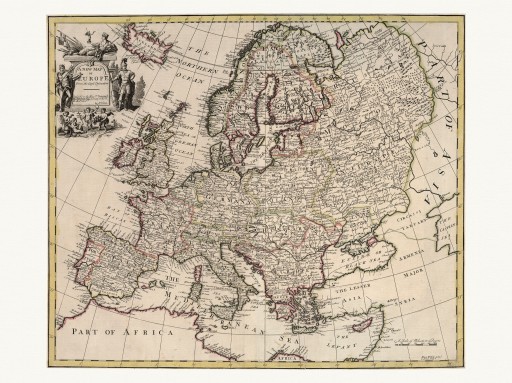 EUROPA bogato zdobiona mapa Senex 1721