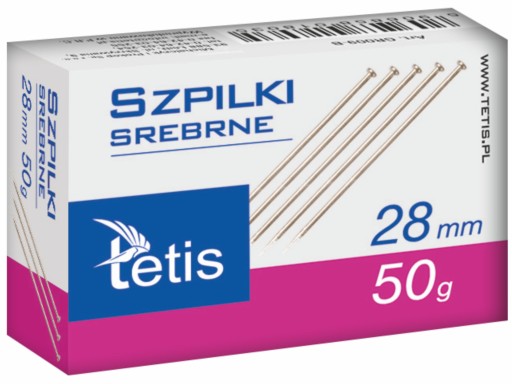 Szpilki srebrne stalowe długie 28mm Tetis 50g