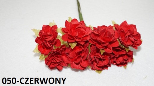 Papierowe kwiaty na drucie 2,5cm/8szt 4 kolory