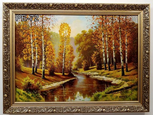 PEJZAŻ 80X60 CM OBRAZ W ZŁOTEJ RAMIE