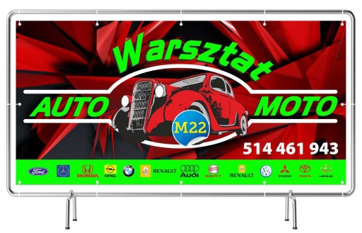 Solidny Baner reklamowy 3x1m Auto Warsztat - Szyld