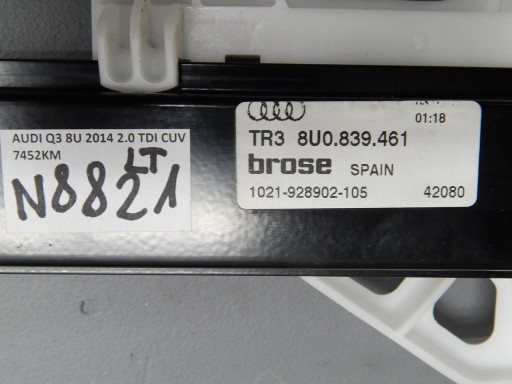 AUDI Q3 8U mechanism windows left rear part 8U0839461