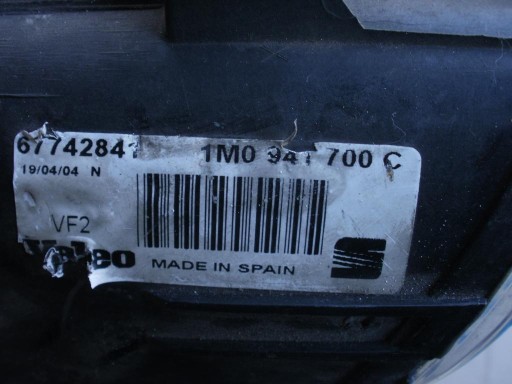 NEBELSCHEINWERFER RECHTS 1M0 SEAT TOLEDO