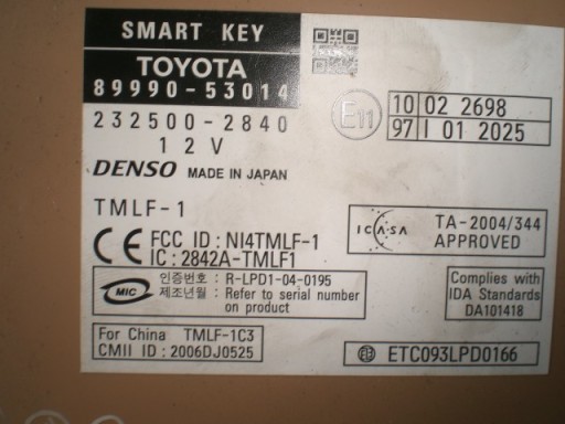 modul SMART KEY LEXUS IS220d 2008r 89990-53014