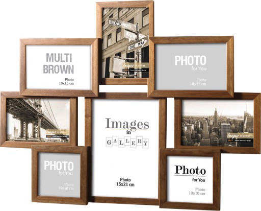 Drevená multirama galéria 8 fotiek hnedý rám