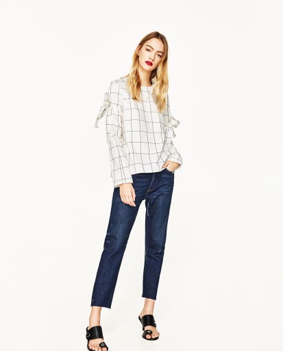 Zdjęcie oferty: ZARA BLUZKA TOP BIALA KRATKA WIAZANIA 34 XS