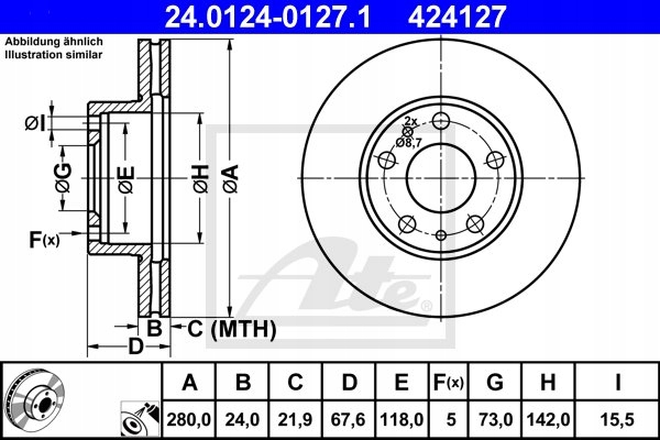 DISQUES SABOTS DE FREIN ATE AVANT - FIAT DUCATO VENTILLÉ photo 2 - milautoparts-fr.ukrlive.com