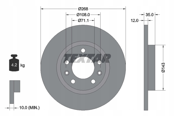 DISCS PADS TEXTAR REAR CITROEN C4 PICASSO 268MM photo 2 - milautoparts-fr.ukrlive.com