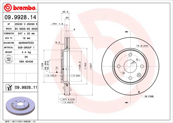 DISQUES I SABOTS DE FREIN BREMBO AVANT CITROEN C1 C1 II photo 2 - milautoparts-fr.ukrlive.com