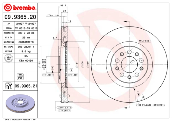 BREMBO DISQUES AVANT ALFA BRERA GIULIETTA 330MM photo 3 - milautoparts-fr.ukrlive.com