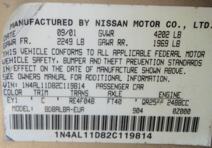 NISSAN ALTIMA L31 02-06 AIRBAG AIR BAGS STEERING WHEEL photo 5 - milautoparts-fr.ukrlive.com