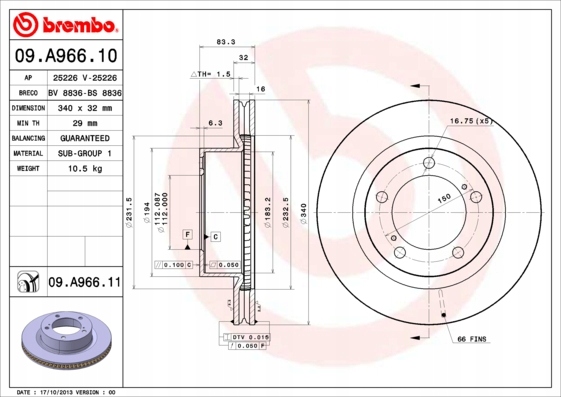 BREMBO DISQUES AVANT LAND CRUISER 200 V8 340MM photo 2 - milautoparts-fr.ukrlive.com