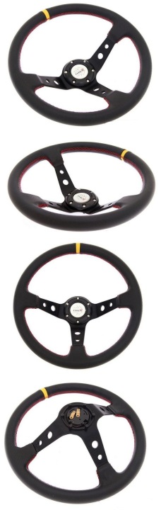 VOLANT PRO 350MM OFFSET:80MM CARBONE JAUNE
