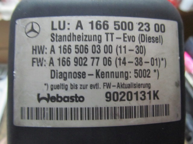 WEBASTO THERMO TOP EVO MERCEDES A1665002300 DIESEL photo 5 - milautoparts-fr.ukrlive.com