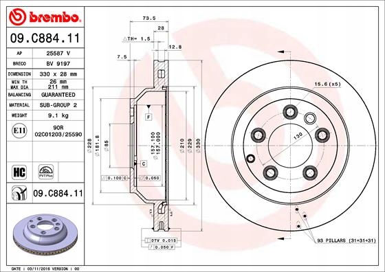 DISCS PADS BREMBO REAR VW TOUAREG 7L photo 2 - milautoparts-fr.ukrlive.com