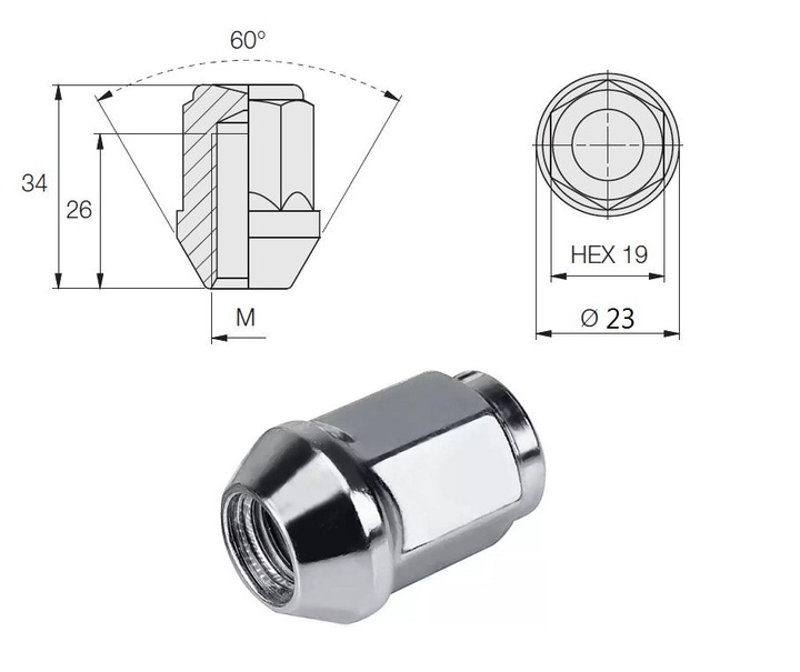 ECROU BAS M12X1.25 STOZKOWA 34 MM CLES 19 1 PC. photo 4 - milautoparts-fr.ukrlive.com