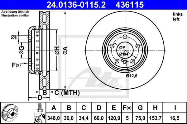 ATE DISCS FRONT BMW 6 F12 F13 348X36MM photo 4 - milautoparts-fr.ukrlive.com