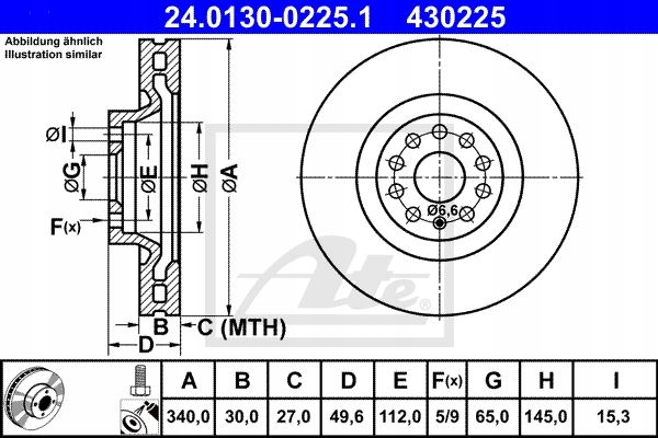 ATE DISCS FRONT SUPERB III PASSAT B7 B8 340MM photo 2 - milautoparts-fr.ukrlive.com