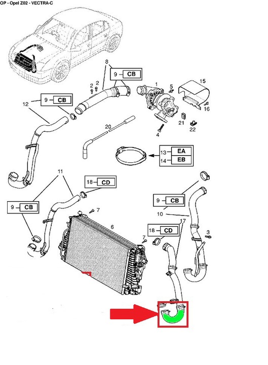 TUYAU BUSE TURBO DE RADIATEUR OPEL VECTRA 1.9 CDTI photo 6 - milautoparts-fr.ukrlive.com