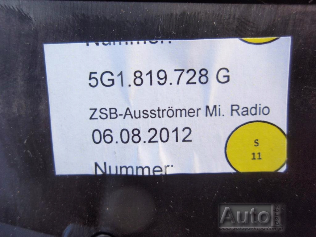 фото №5, Решітка обдув середня 5g1819728g vw golf vii