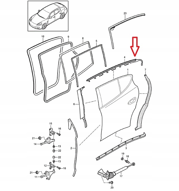 фото №5, Lg-025 молдинг стекло дверь задних panamera 970